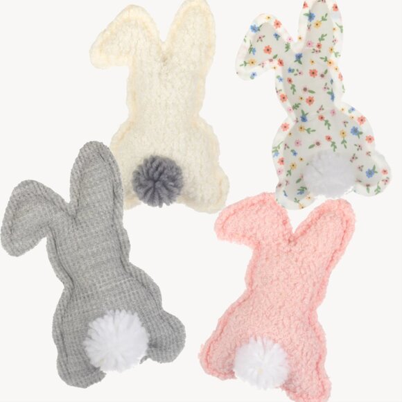 Set/4 Fabric Stuffed Bunnies - Picture 1 of 9